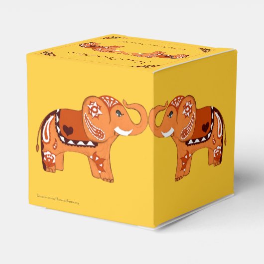 Henna Elephant (Orange/Rot) Geschenkschachtel (Rückseite)