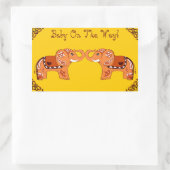 Henna Elephant (orange/rot) (Kinderdusche) Rechteckiger Aufkleber (Tasche)