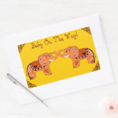 Henna Elephant (orange/rot) (Kinderdusche) Rechteckiger Aufkleber (Umschlag)