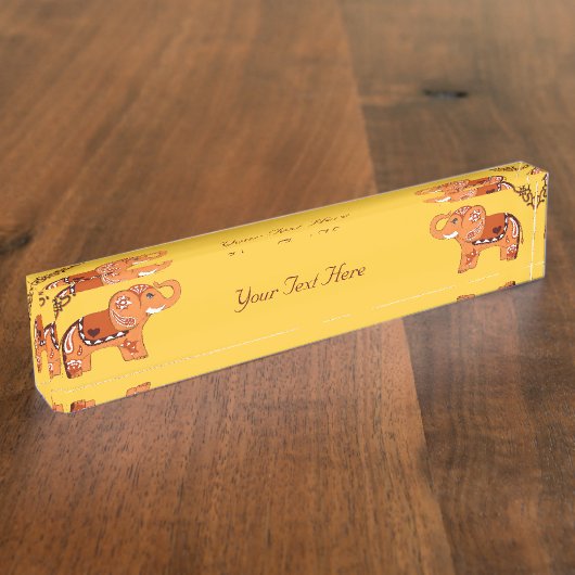 Henna Elephant (Orange/Rot) Namensplakette (Seite)