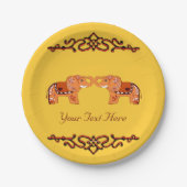 Henna Elephant (Orange/Rot) Pappteller (Vorderseite)