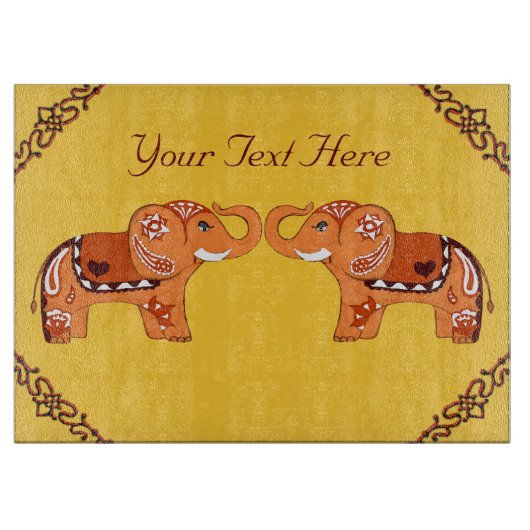 Henna Elephant (Orange/Rot) Schneidebrett (Vorderseite)