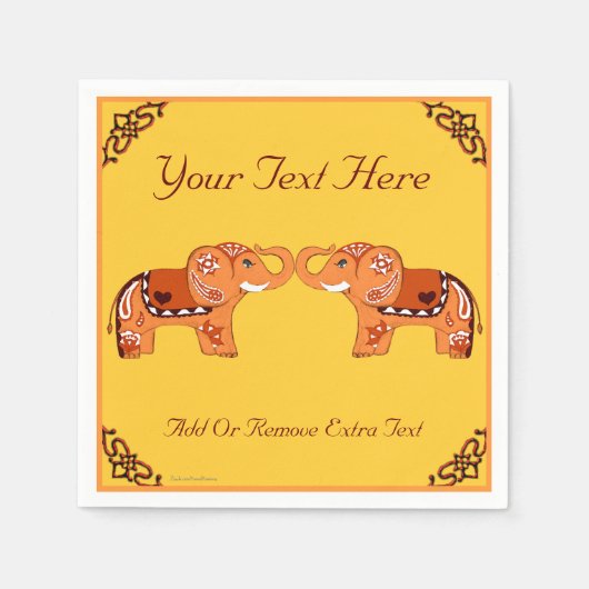 Henna Elephant (Orange/Rot) Serviette (Vorderseite)