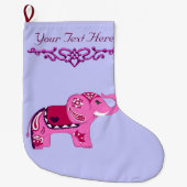 Henna Elephant (rosa/Lila) Großer Weihnachtsstrumpf (Vorderseite)