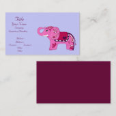 Henna Elephant (rosa/Lila) (Kinderdusche) Visitenkarte (Vorne/Hinten)