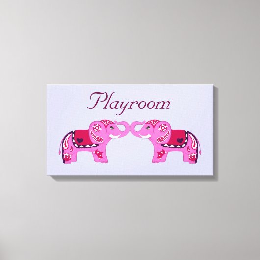 Henna Elephant (rosa/Lila) Leinwanddruck (Vorderseite)