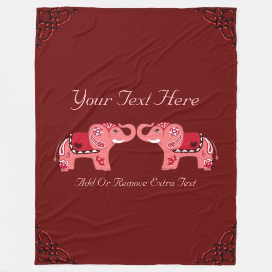 Henna Elephant (Rot/Rosa) Fleecedecke (Vorderseite)