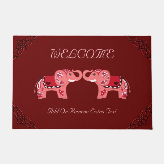 Henna Elephant (Rot/Rosa) Fußmatte (Vorderseite)