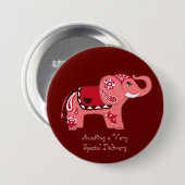 Henna Elephant (Rot/Rosa) (Kinderdusche) Button (Vorne & Hinten)