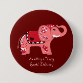 Henna Elephant (Rot/Rosa) (Kinderdusche) Button (Vorderseite)
