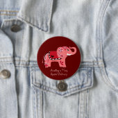 Henna Elephant (Rot/Rosa) (Kinderdusche) Button (Beispiel)