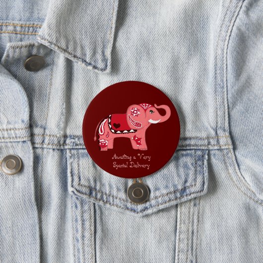 Henna Elephant (Rot/Rosa) (Kinderdusche) Button (Beispiel)
