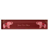 Henna Elephant (Rot/Rosa) Namensplakette (Vorderseite)