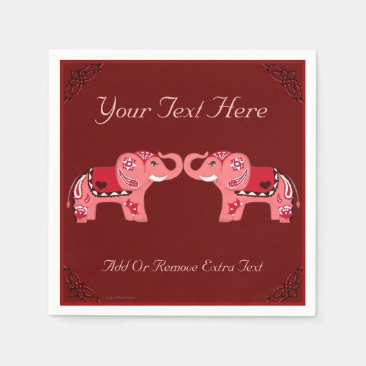 Henna Elephant (Rot/Rosa) Serviette (Vorderseite)