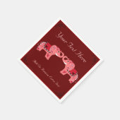 Henna Elephant (Rot/Rosa) Serviette (Ecke)
