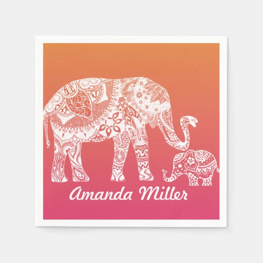 Henna Elephant Serviette (Vorderseite)