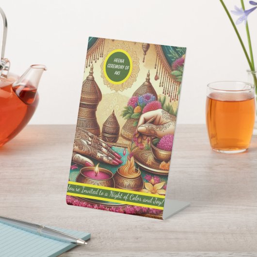 Henna feierlich lädt Tabletop Unterzeichnung ein Sockelschild (In SItu)