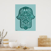 Henna Hand of Hamsa (Aquamarin) Poster (Küche)