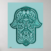 Henna Hand of Hamsa (Aquamarin) Poster (Vorne)