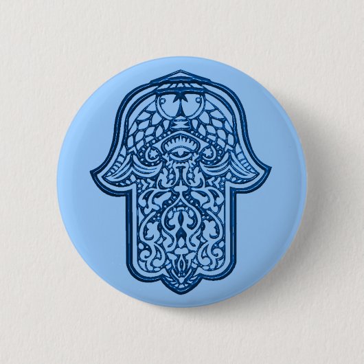 Henna Hand of Hamsa (blau) Button (Vorderseite)