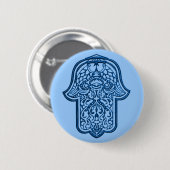 Henna Hand of Hamsa (blau) Button (Vorne & Hinten)