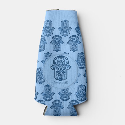 Henna Hand of Hamsa (blau) Flaschenkühler (Vorderseite)