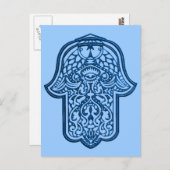 Henna Hand of Hamsa (blau) Postkarte (Vorne/Hinten)