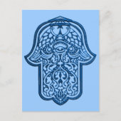 Henna Hand of Hamsa (blau) Postkarte (Vorderseite)