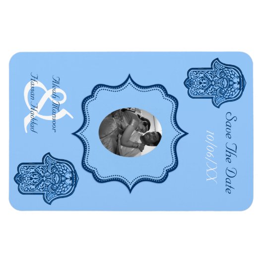 Henna Hand of Hamsa (blau) (Save the Date) Magnet (Horizontal)