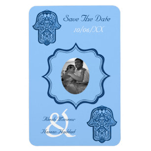 Henna Hand of Hamsa (blau) (Save the Date) Magnet