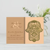 Henna Hand of Hamsa (Golden) (Hochzeit) Einladung (Stehend Vorderseite)