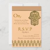 Henna Hand of Hamsa (Golden) (Hochzeit) Einladung (Rückseite)