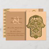 Henna Hand of Hamsa (Golden) (Hochzeit) Einladung (Vorne/Hinten)