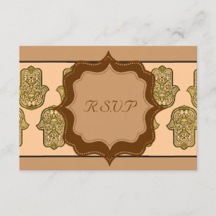 Henna Hand of Hamsa (Golden) (Hochzeit) RSVP Karte