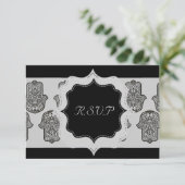 Henna Hand of Hamsa (Hochzeit) RSVP Karte (Stehend Vorderseite)