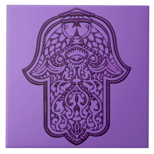 Henna Hand of Hamsa (Lila) Fliese (Vorderseite)