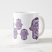 Henna Hand of Hamsa (Lila) Jumbo-Tasse (Vorderseite Rechts)
