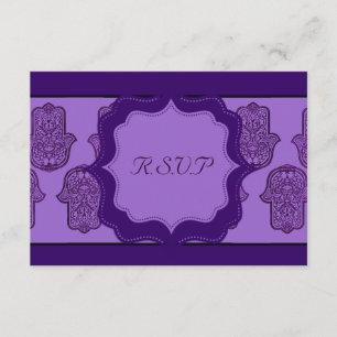 Henna Hand of Hamsa (Lila) RSVP Karte