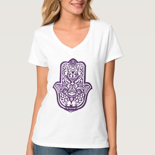 Henna Hand of Hamsa (Lila) T-Shirt (Vorderseite)
