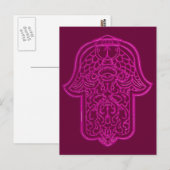 Henna Hand of Hamsa (rosa) Postkarte (Vorne/Hinten)