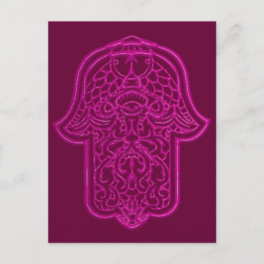 Henna Hand of Hamsa (rosa) Postkarte (Vorderseite)