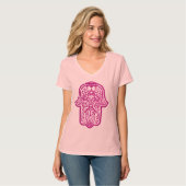Henna Hand of Hamsa (rosa) T-Shirt (Vorderseite Vollansicht)
