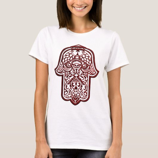 Henna Hand of Hamsa (rot) T-Shirt (Vorderseite)