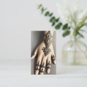 Henna Hand Tattoo Business Card Visitenkarte (Stehend Vorderseite)
