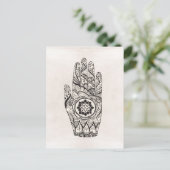 Henna Hand Tattoo mit Lotus Blume Postkarte (Stehend Vorderseite)
