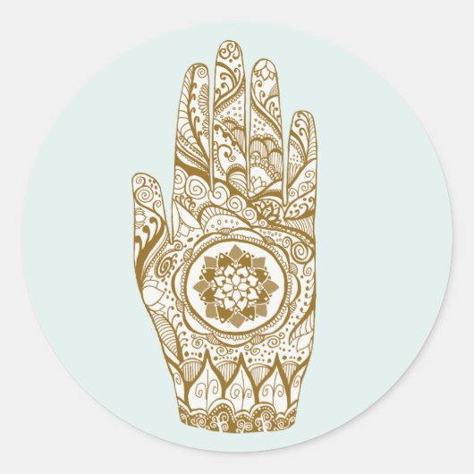 Henna Hand Tattoo mit Lotus Blume Runder Aufkleber (Vorderseite)