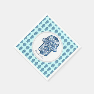 Henna Hand von Hamsa (blau) Serviette