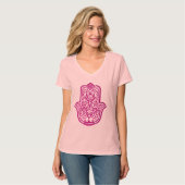 Henna Hand von Hamsa (rosa) 2 T-Shirt (Vorderseite Vollansicht)