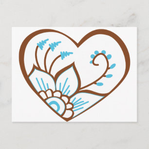 Henna Heart Blue Postkarte
