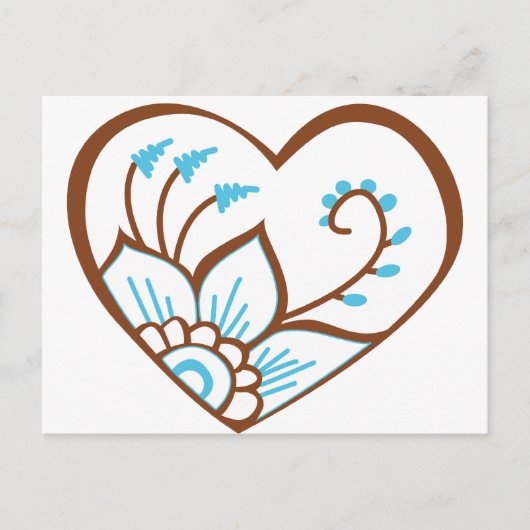 Henna Heart Blue Postkarte (Vorderseite)